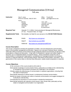 Managerial Communication (CIS 605)