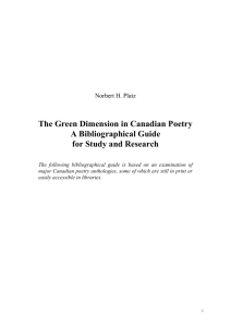 The Green Dimension in Canadian Poetry A Bibliographical Guide