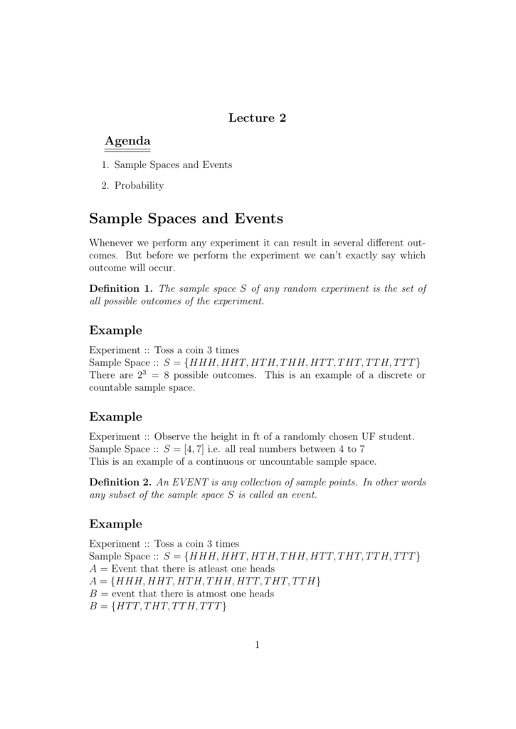 Sample Spaces And Events