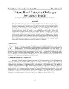 Unique Brand Extension Challenges for Luxury