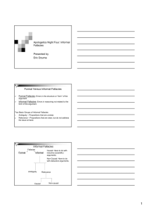 Apologetics Night Four: Informal Fallacies Presented by Eric Douma