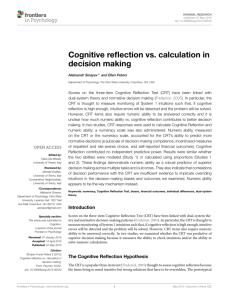 Cognitive reflection vs. calculation in decision making