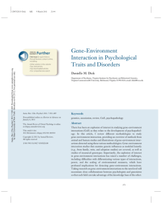 Gene-Environment Interaction in Psychological Traits and Disorders