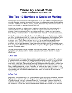 Top 10 Barriers to Decision Making