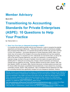Transitioning to Accounting Standards for Private Enterprises (ASPE