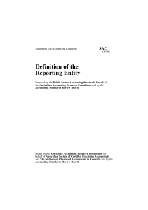 Definition of the Reporting Entity - Australian Accounting Standards