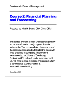 Course 2: Financial Planning and Forecasting