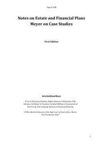 Notes on Estate and Financial Plans - Meyer on Case Studies