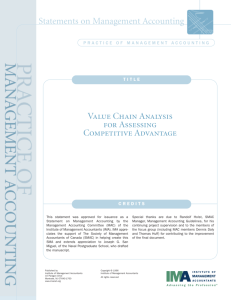 Value Chain Analysis for Assessing Competitive Advantage