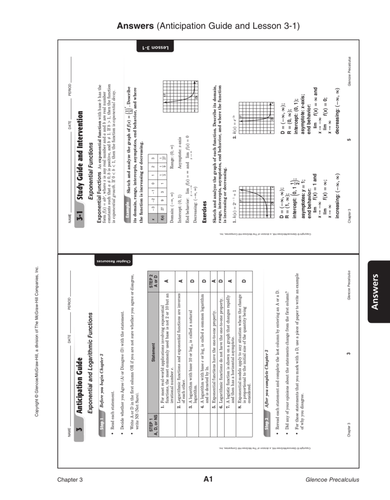 Chapter 3 Exponential And Logarithmic Functions