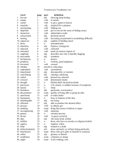 Frankenstein Vocabulary List