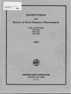 Instructions and Manual of Radio Frequency Measurements for Q