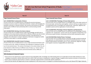 BTEC Science KS5 - Sir John Cass's Foundation and Red Coat C of