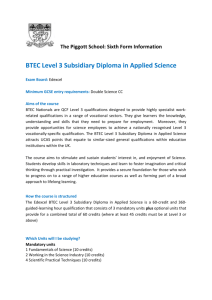 BTEC Level 3 Subsidiary Diploma in Applied Science