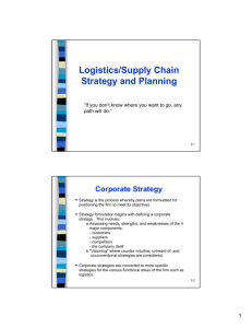 Logistics/Supply Chain Strategy and Planning