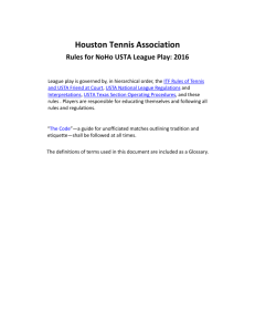 Rules for Houston USTA and HTA League Play: 2016