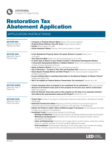 Restoration Tax Abatement Application