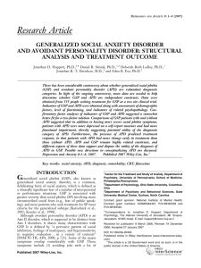 Generalized social anxiety disorder and avoidant personality