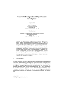 Use of KAOS in Operational Digital Forensic Investigations