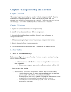 Chapter 8 - Entrepreneurship and Innovation