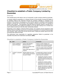 Checklist to establish a Public Company Limited by