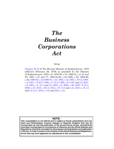 The Business Corporations Act - Queen's Printer