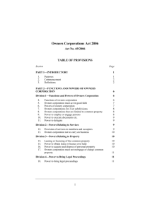 Owners Corporations Act 2006 - Victorian Legislation and