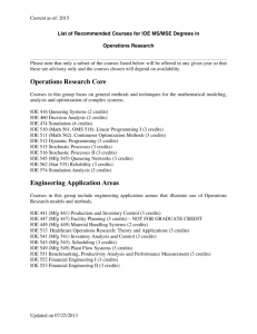 Operations Research Core Engineering Application Areas
