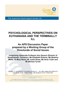 Psychological perspectives on euthanasia and the terminally ill