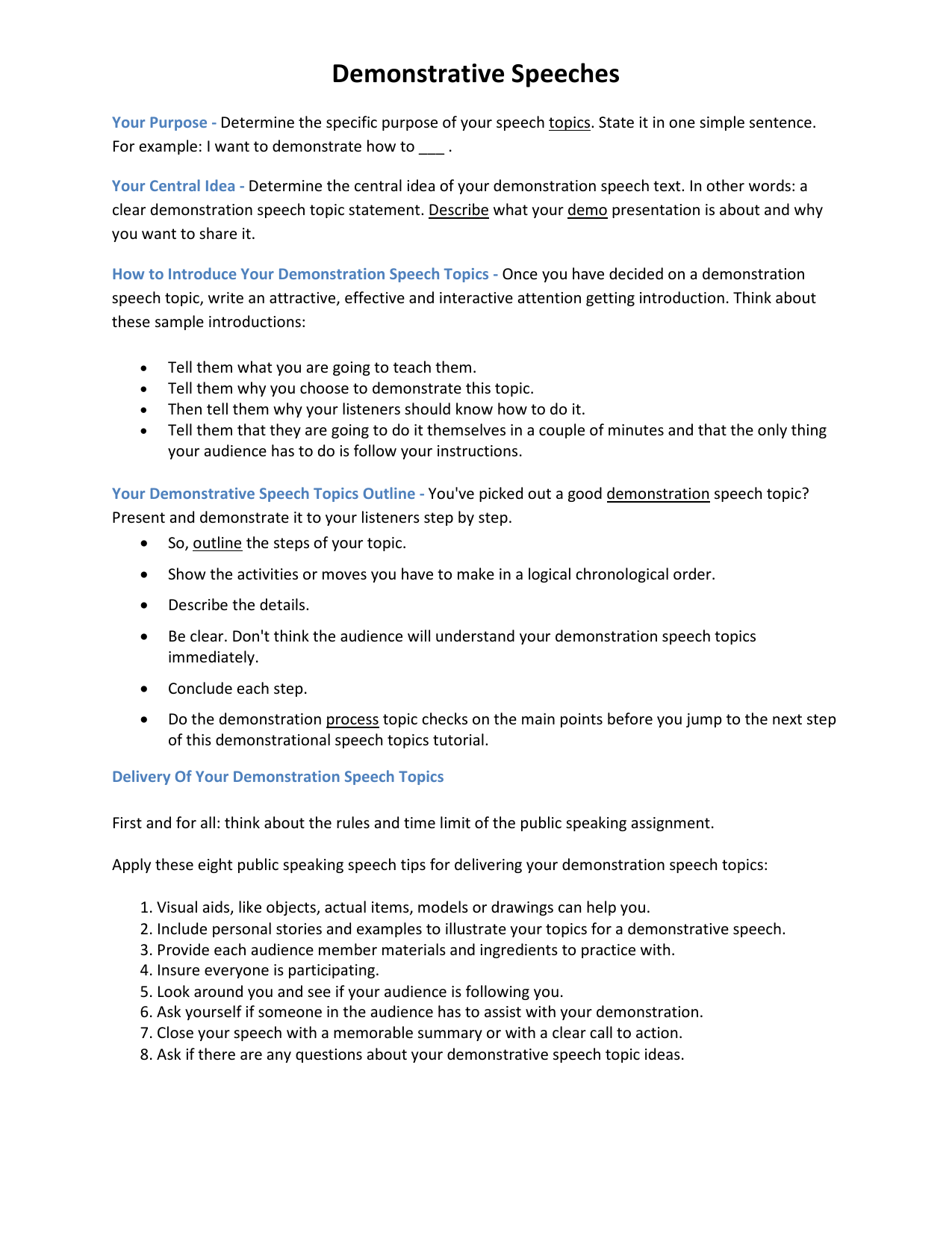 Example Of Demonstrative Speech : Demonstrative Speech – Master