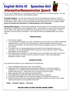 English Skills III Speeches Unit Informative/Demonstration Speech