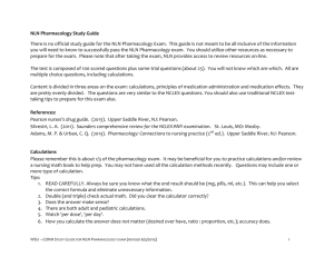 Pharmacology Study Guide - College of Nursing and Health