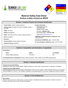 MSDS for Sodium sulfate anhydrous