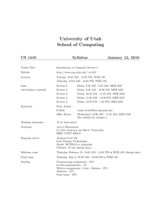 University of Utah School of Computing
