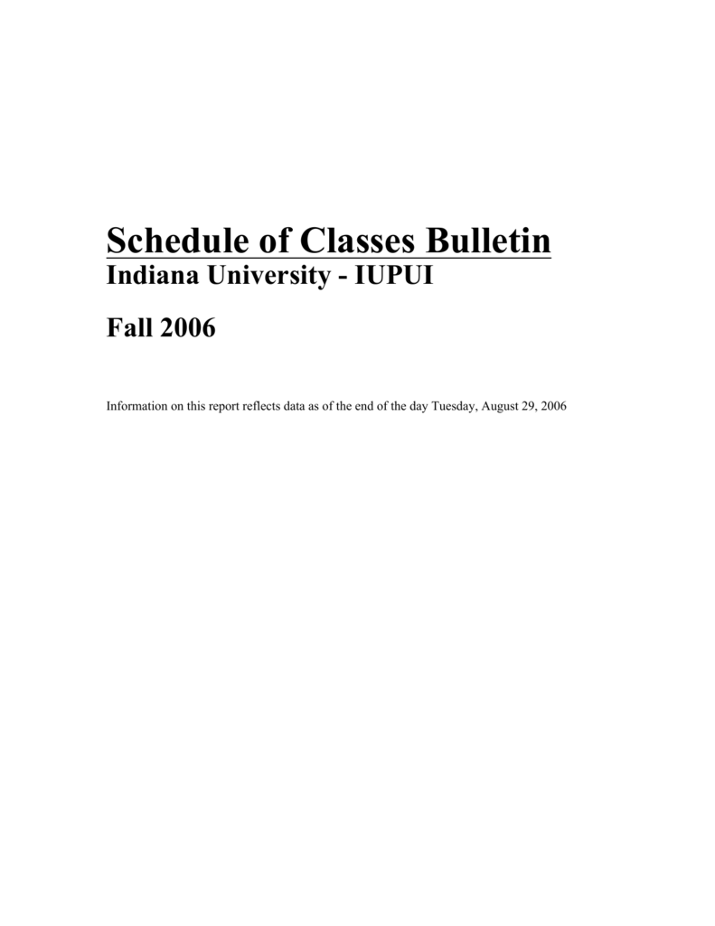 Schedule of Classes Bulletin - 
