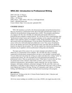 WRA 202: Introduction to Professional Writing