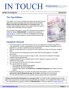 Tax Tips Edition Caregiver Amount