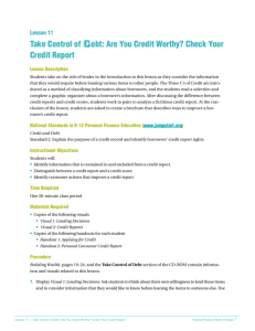 Lesson 11 Take Control Of Debt: Are You Credit Worthy?