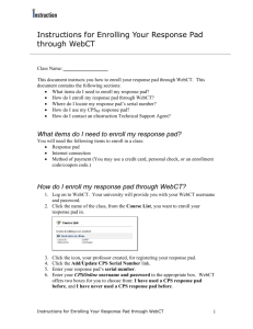 How do I enroll my response pad through WebCT
