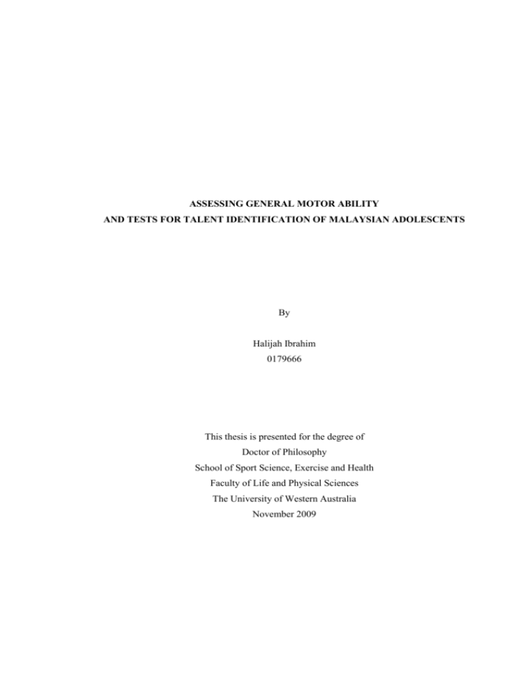 Assessing General Motor Ability