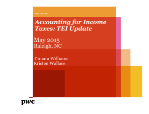 Accounting for Income Taxes: TEI Update May 2015