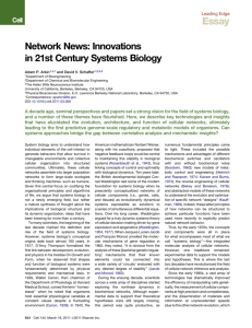 Network News: Innovations in 21st Century Systems Biology