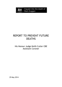 REPORT TO PREVENT FUTURE DEATHS