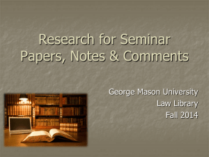Research for Seminar Papers, Notes & Comments