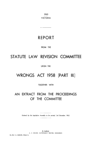 REPORT STATUTE LAW REVISION COMMITTEE WRONGS ACT