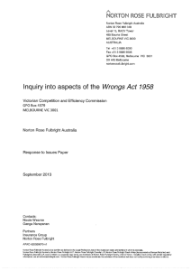 Inquiry into aspects of the Wrongs Act 1958
