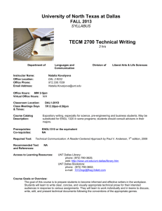 TECM 2700 Technical Writing