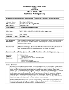 TECM 2700D-091 Technical Writing (3 hrs)