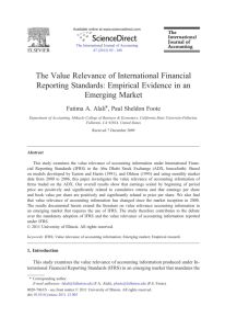 The Value Relevance of International Financial Reporting Standards