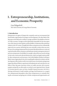 Entrepreneurship, Institutions, and Economic Prosperity, ch. 1 in